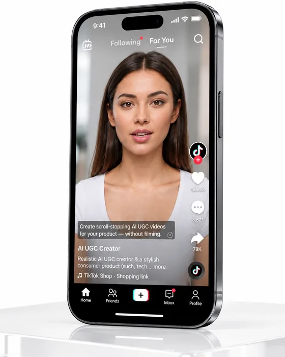 TikTok For You feed on a phone showing a creator-style video ad